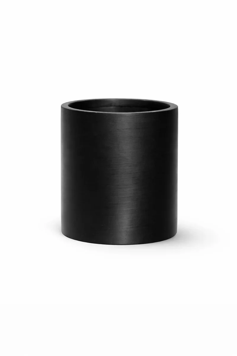 Übertopf Mini Max Schwarz in Zylinderform aus Fiberstone