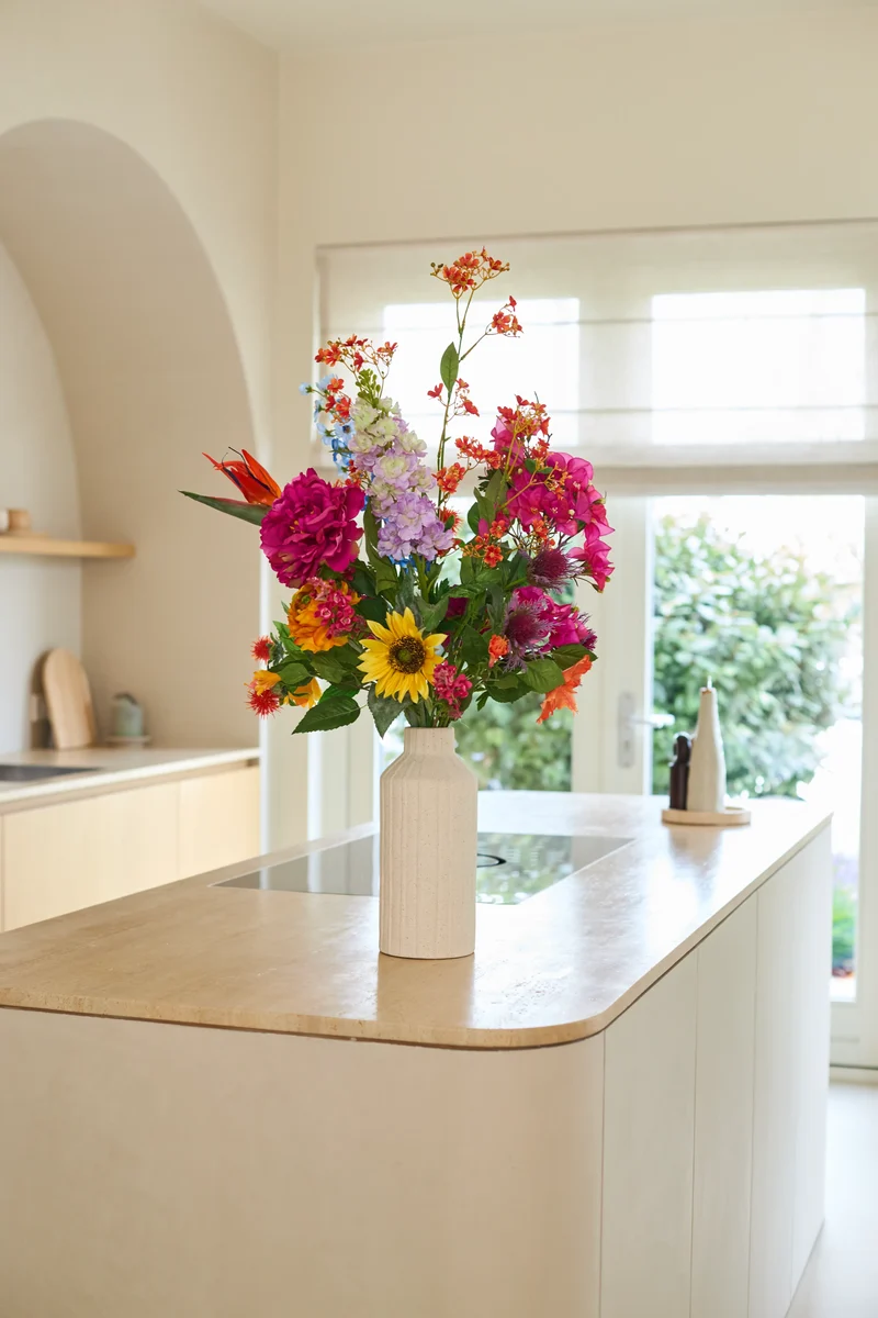 Zijden kunstbloemen boeket Colourful Spirit