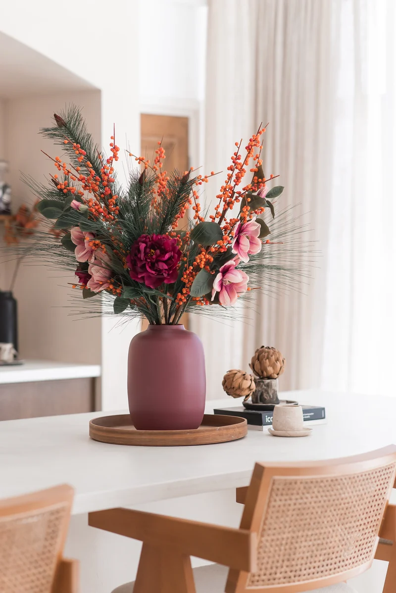 Zijden kunstbloemen boeket Cozy Winter