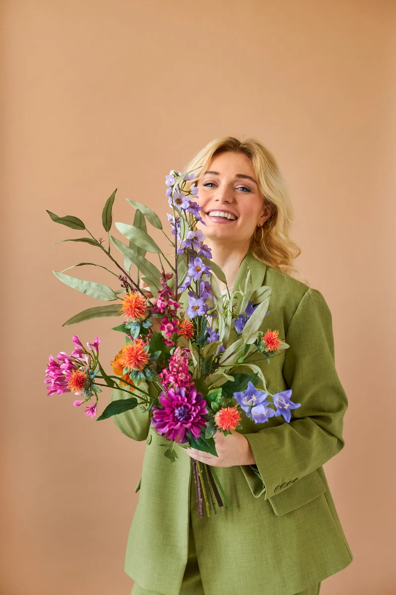 Zijden kunstbloemen boeket Colourful Svenski