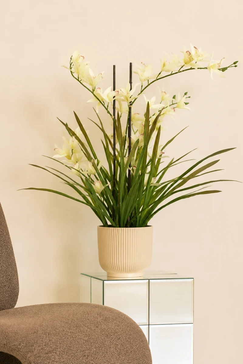 Künstliche Meadow Orchidee Creme Weiß 70 cm
