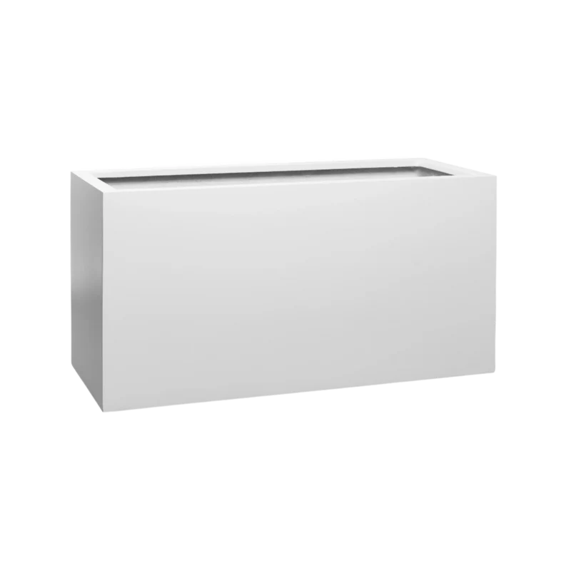 Rechteckiger Pflanzkübel Jort Matt Weiß aus Fiberstone