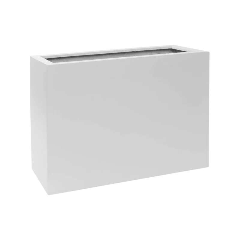 Rechteckiger Pflanzkübel Jort Matt Weiß aus Fiberstone