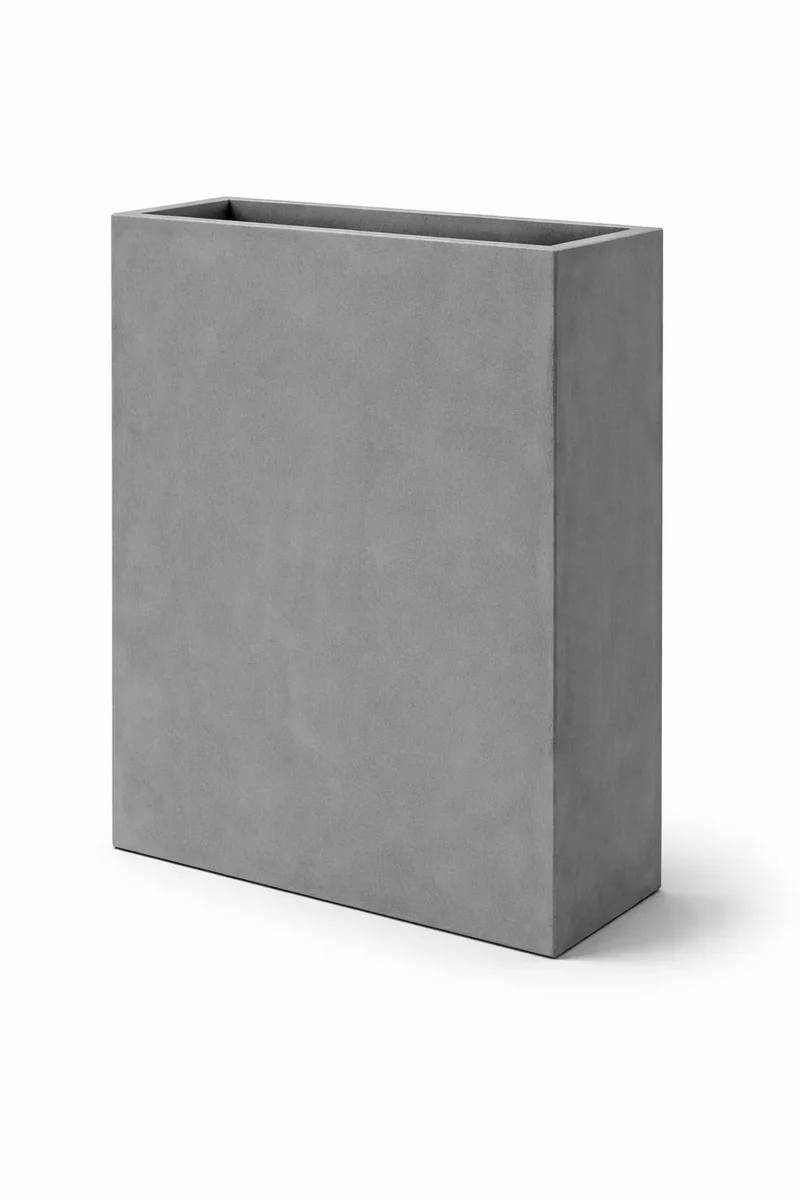 Rechteckiger Pflanzkübel Jort Grau als Sichtschutz aus Fiberstone