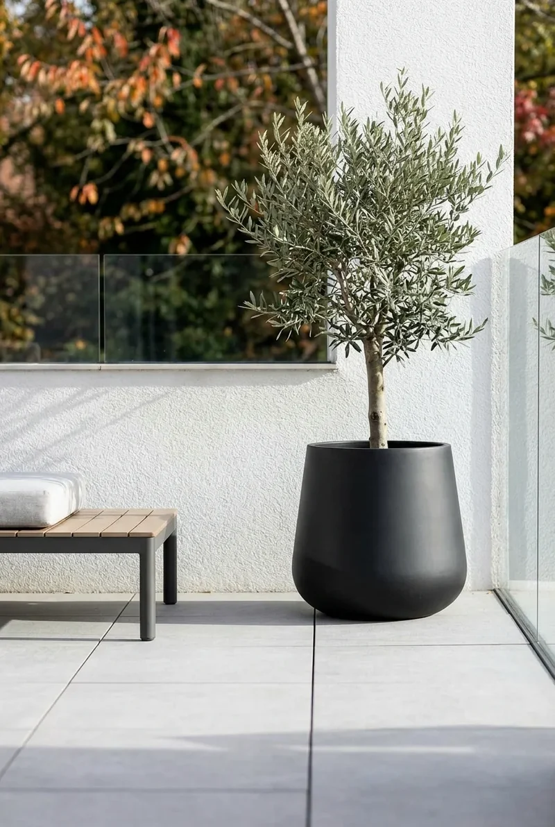 Pflanzkübel Pax Schwarz aus robustem Fiberstone