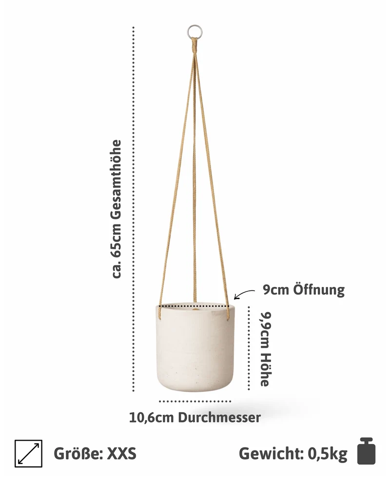 Blumenampel Charlie Grau aus glasfaserverstärktem Ton
