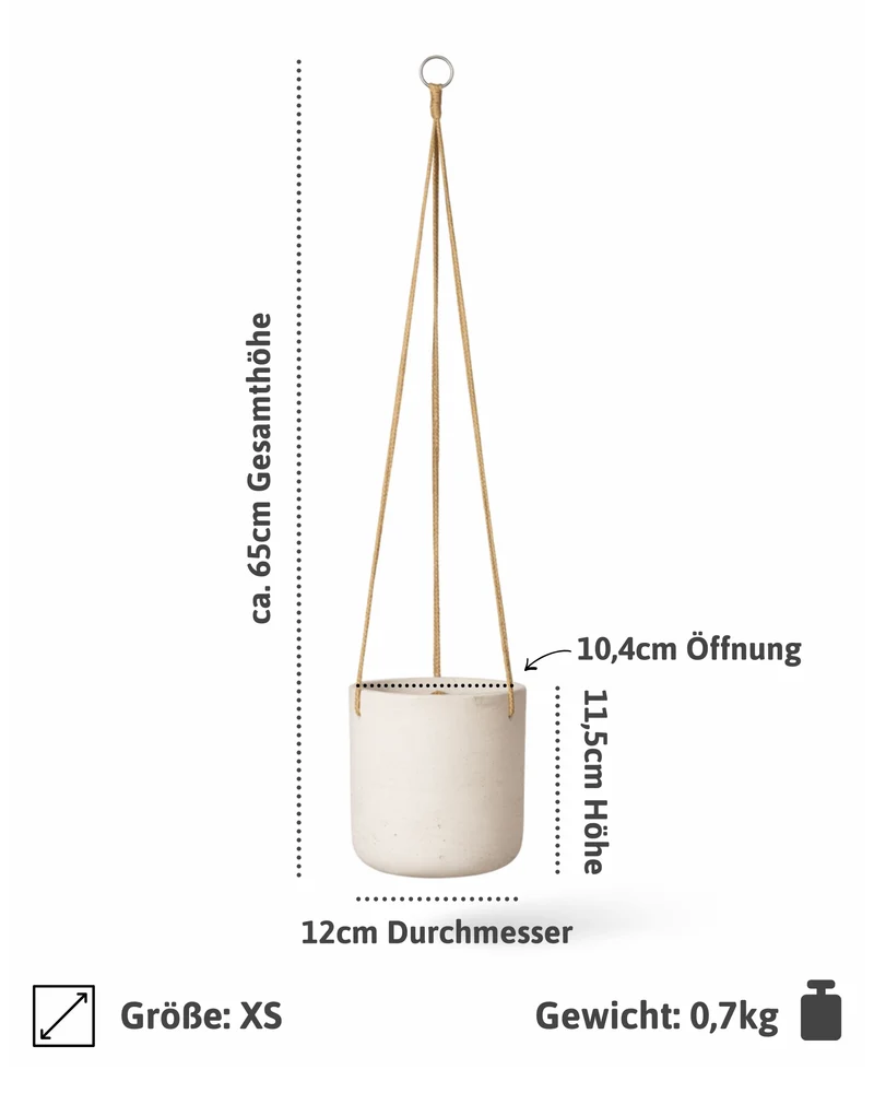 Blumenampel Charlie Grau aus glasfaserverstärktem Ton