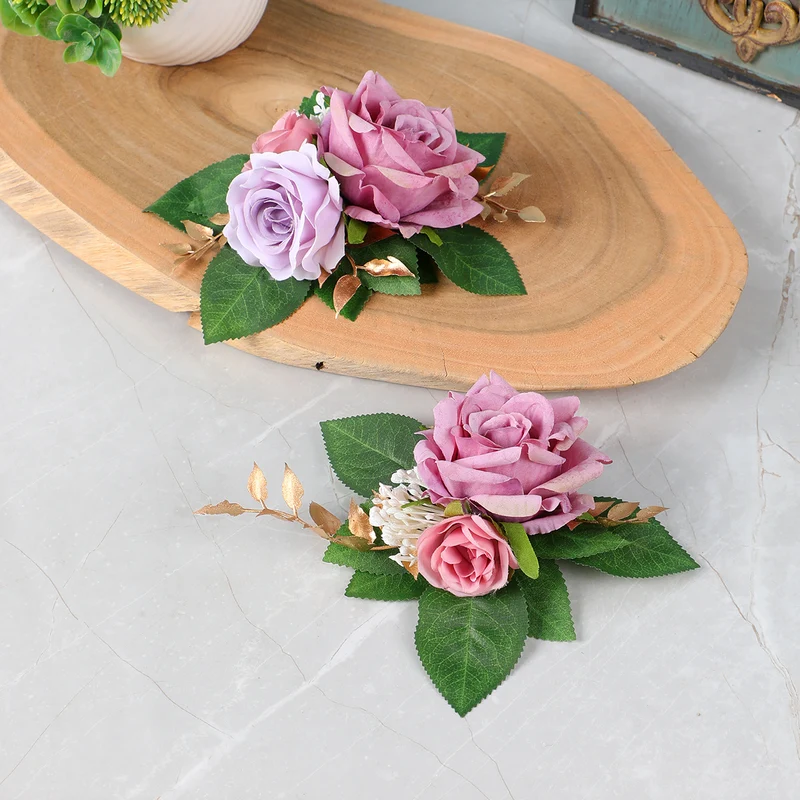 Künstliche Rosen, 3 Blüten, 24 cm, retro Design, Kunststoff, Hochzeits- und Schaufensterdekoration