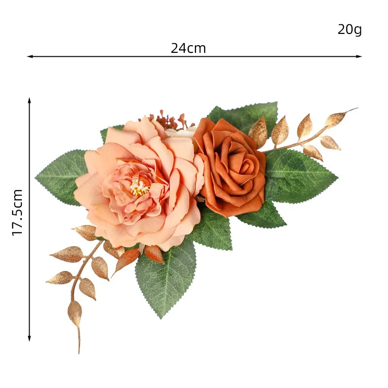 Künstliche Rosen, 3 Blüten, 24 cm, retro Design, Kunststoff, Hochzeits- und Schaufensterdekoration