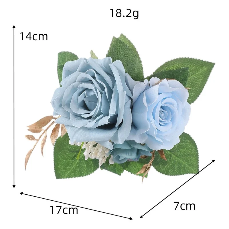 Künstliche Rosen, 3 Blüten, 24 cm, retro Design, Kunststoff, Hochzeits- und Schaufensterdekoration