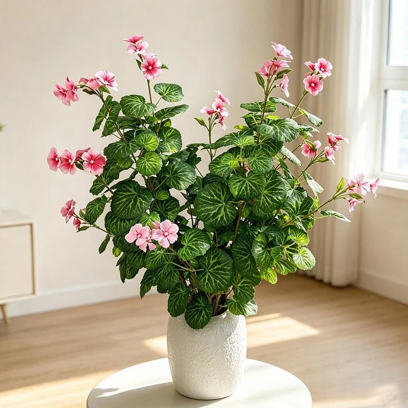 Künstliche Begonien-Blütenbusch, 100 cm, 36 Blüten, für Zuhause, Büro, Hochzeiten und Veranstaltungen