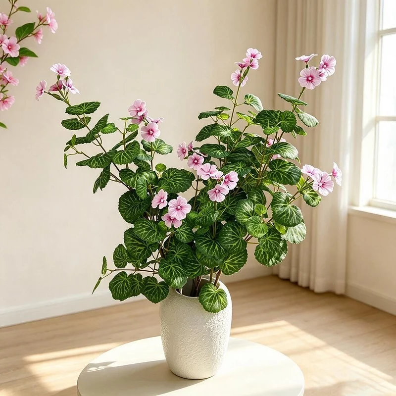 Künstliche Begonien-Blütenbusch, 100 cm, 36 Blüten, für Zuhause, Büro, Hochzeiten und Veranstaltungen