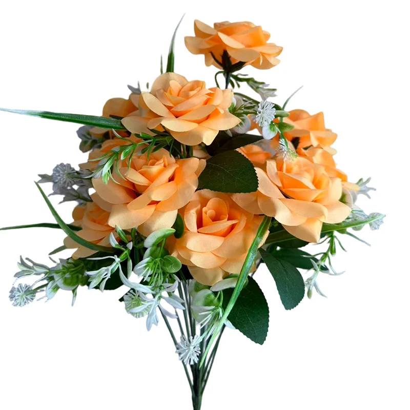 Künstlicher Rosenstrauß mit 18 Blüten, 40 cm hoch, modern, für Hochzeit, Dekoration, Innen- und Außenbereich