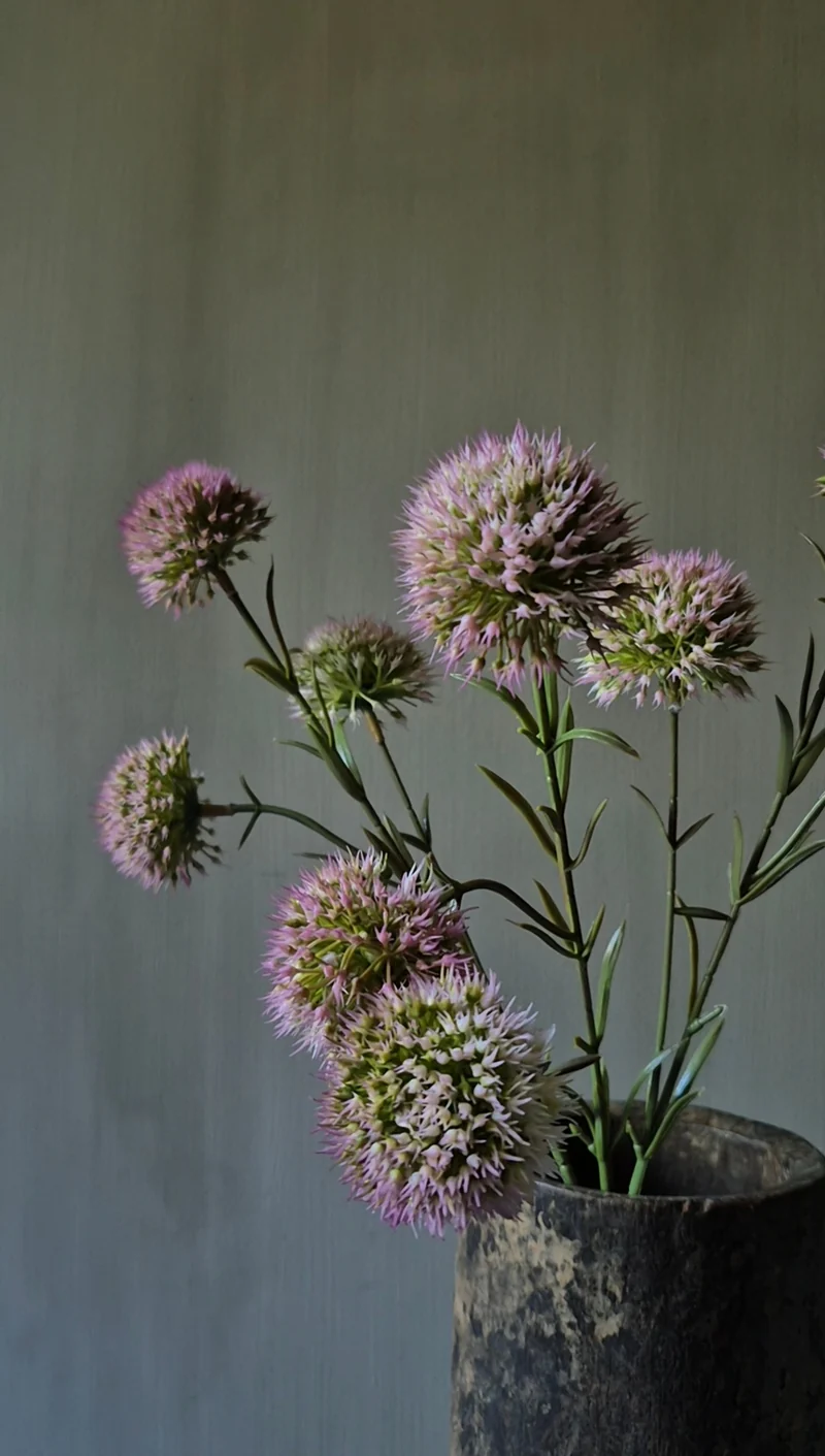 Kunstbloem allium donkerroze - 47 cm