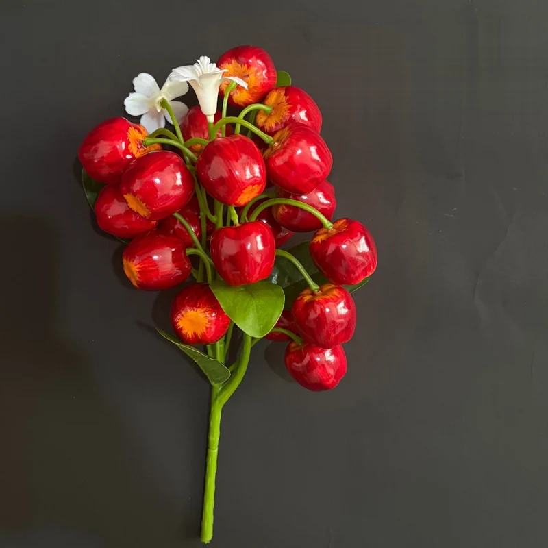 Künstlicher Erdbeerbusch, 19 Blüten, 28 cm Höhe, für Heimdekoration und Feiertage