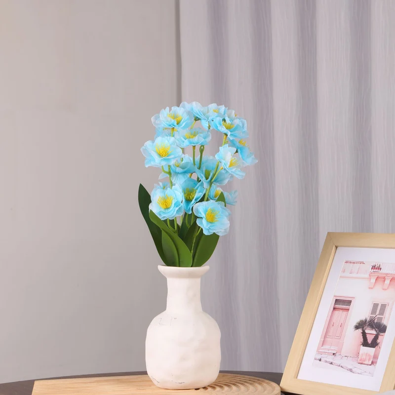 Künstlicher Flieder-Blumenstrauß mit 20 Blüten, 25 cm hoch, PU-Material, für Hochzeit, Dekoration, Büro, Zuhause