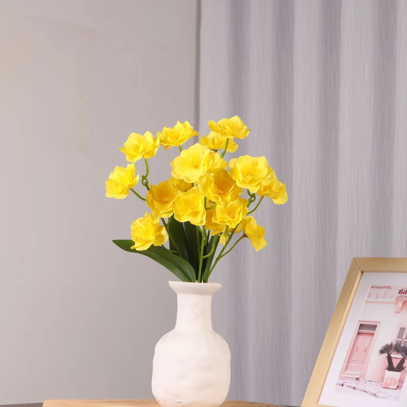 Künstlicher Flieder-Blumenstrauß mit 20 Blüten, 25 cm hoch, PU-Material, für Hochzeit, Dekoration, Büro, Zuhause