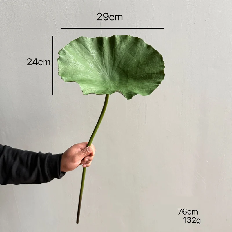 Künstliche Seerose, einzelne Stange mit Blatt und Lotosblüte, 80 cm, Seidenstoff, für Innen- und Außenbereich