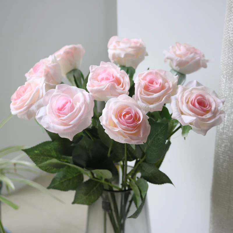 Künstliche Rosenblüten Bouquet aus Seidenstoff, 10 Stück, 43 cm, für Hochzeit, Dekoration, Innenraum