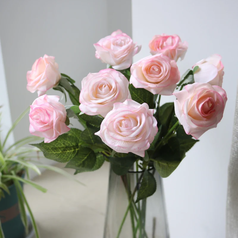 Künstliche Rosenblüten Bouquet aus Seidenstoff, 10 Stück, 43 cm, für Hochzeit, Dekoration, Innenraum