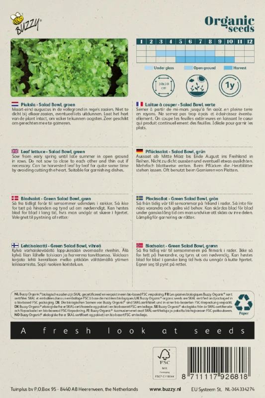Pflücksalat Salad Bowl grün Samen BIO