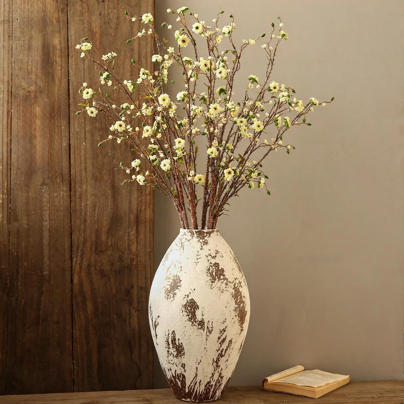 Künstliche Christusdorn-Blüte, Einzelstiel mit 8 Blüten, 91 cm, aus Seidenstoff, für Innendekoration