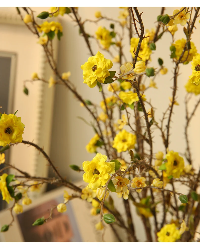 Künstliche Christusdorn-Blüte, Einzelstiel mit 8 Blüten, 91 cm, aus Seidenstoff, für Innendekoration