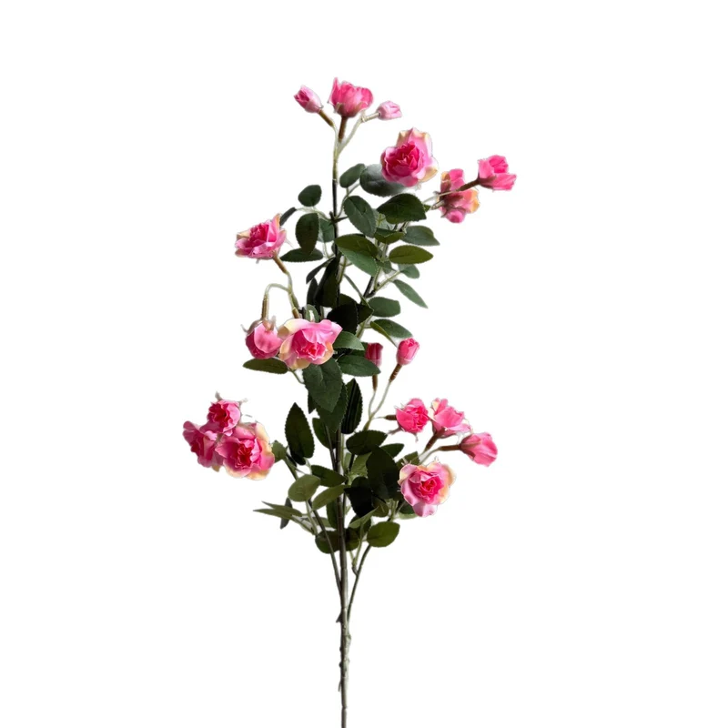 Künstliche Mini-Rosen-Busch mit 18 Blüten, 64 cm, Seidenblumen für Innenraum-Deko, Hochzeit, Event