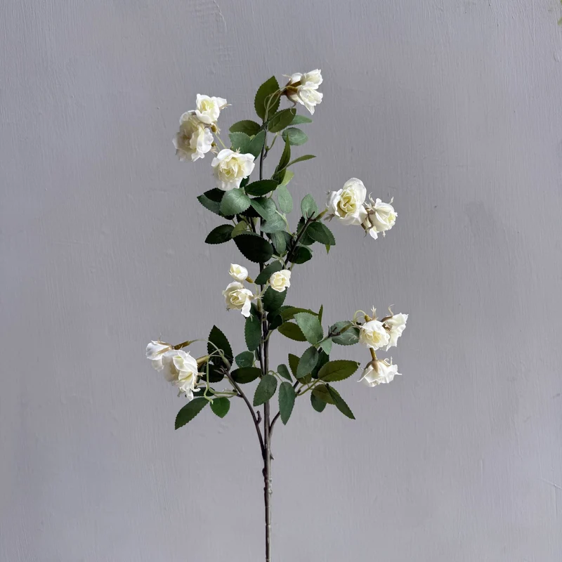 Künstliche Mini-Rosen-Busch mit 18 Blüten, 64 cm, Seidenblumen für Innenraum-Deko, Hochzeit, Event