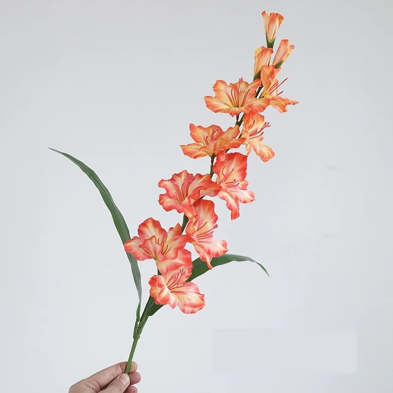 Künstliche Gladiole, einzelner Stiel mit 12 Blüten, 86 cm Höhe, aus Seidenstoff, für Hochzeiten und Innendekoration