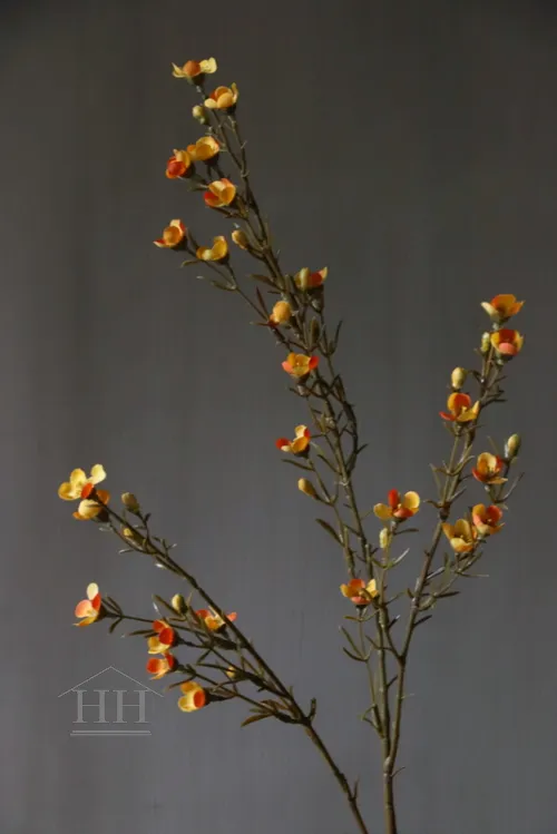 Waxbloem kunstbloem donker geel - oranje - 78cm