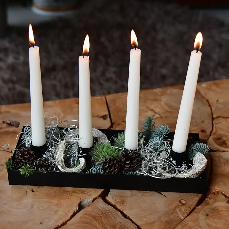 Adventskranz Modern mit Metallschale und Floristendeko