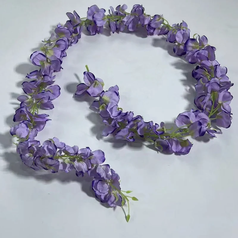 Künstliche Glyzinien-Girlande, 150 cm, Seidenstoff, 168 Blüten, für Hochzeit, Outdoor und Innenraum
