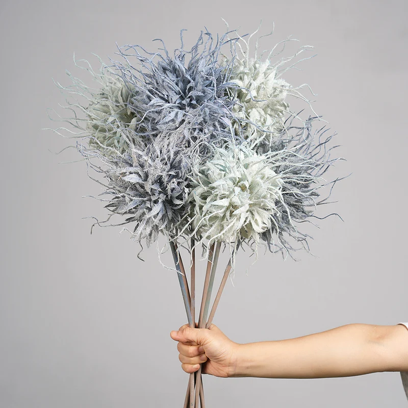 Künstliche Blume, Einzelstiel mit 1 Blütenkopf, Blitzkugel, 75 cm hoch, 25 cm Durchmesser, aus Seidenstoff, für Hochzeiten, Innen- und Außendekoration