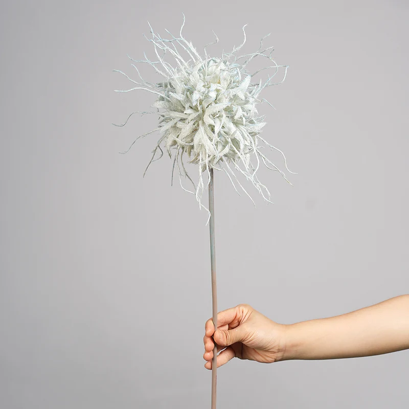 Künstliche Blume, Einzelstiel mit 1 Blütenkopf, Blitzkugel, 75 cm hoch, 25 cm Durchmesser, aus Seidenstoff, für Hochzeiten, Innen- und Außendekoration