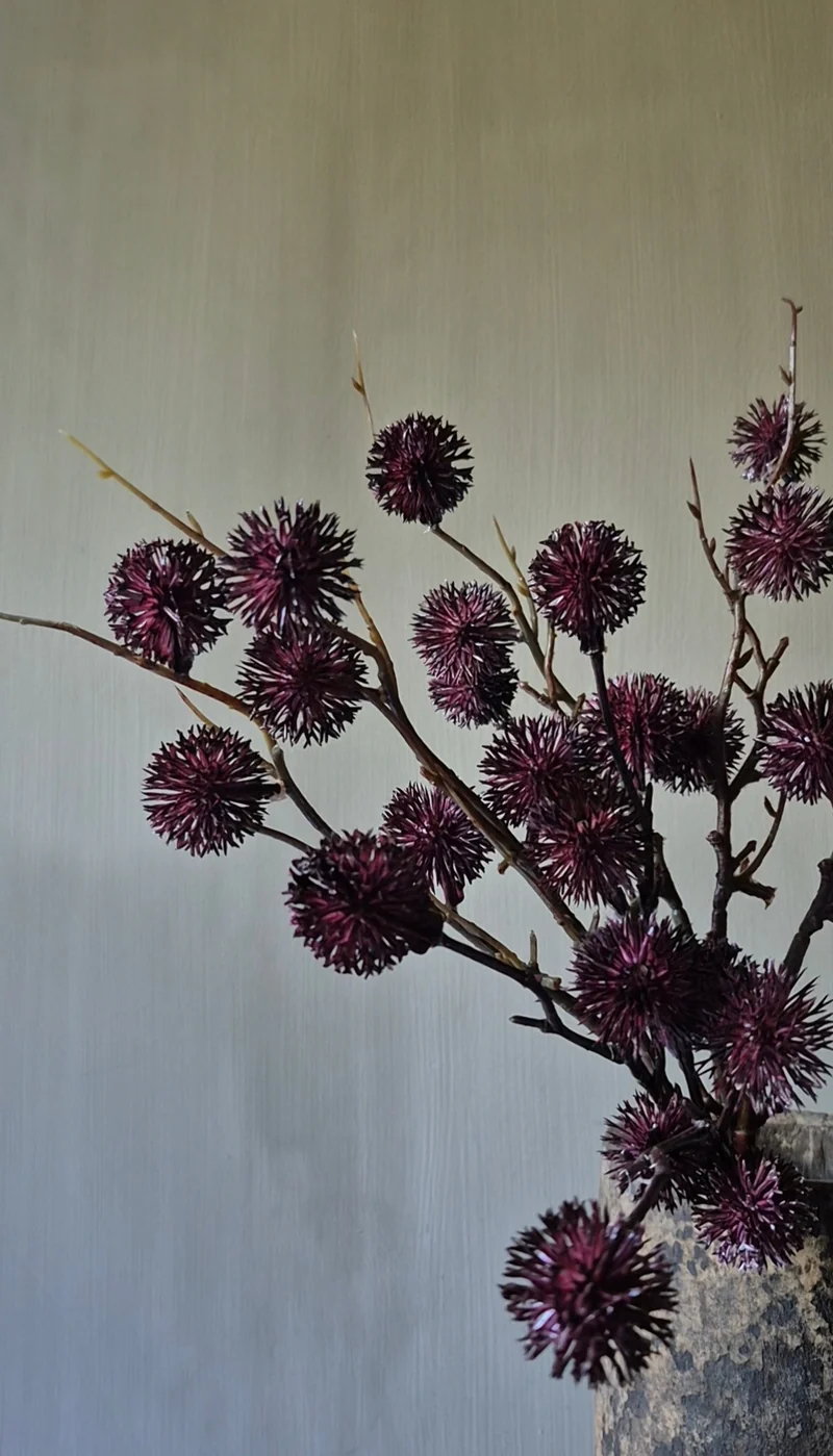 Distel kunsttak bundel bordeauxrood - 45 cm