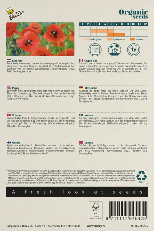Klatschmohn Rot Samen BIO
