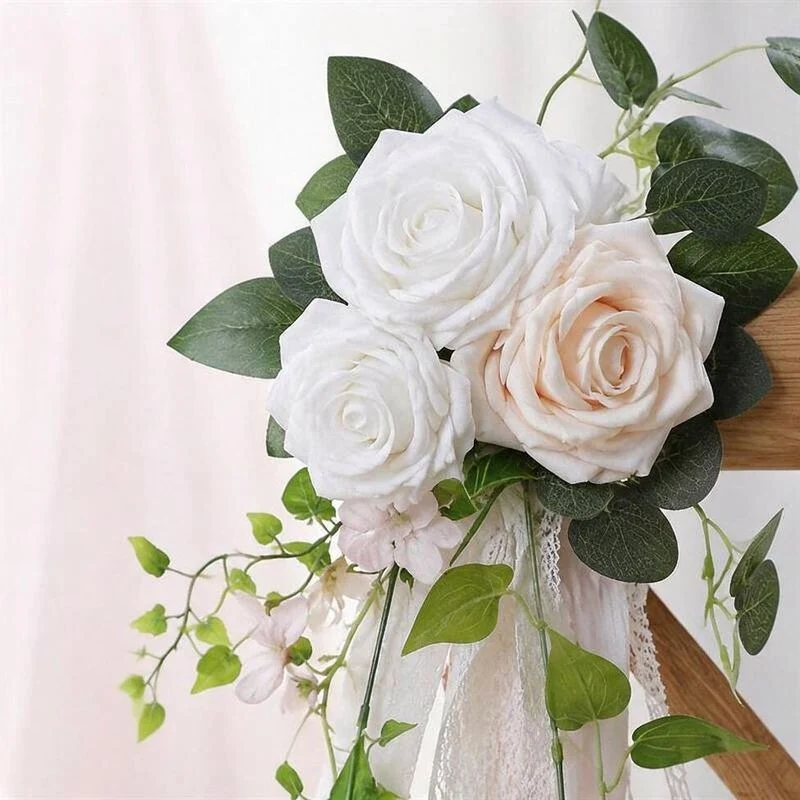 Künstliche Eukalyptus-Ranke mit Rosen, 30 cm, für Hochzeitsdekoration und Raumgestaltung