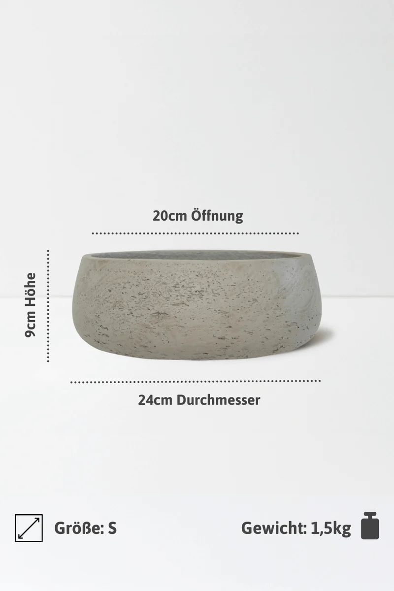 Pflanzschale Eileen Grau aus glasfaserverstärktem Ton