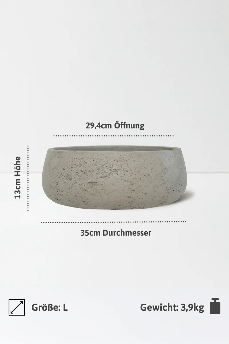 Pflanzschale Eileen Grau aus glasfaserverstärktem Ton