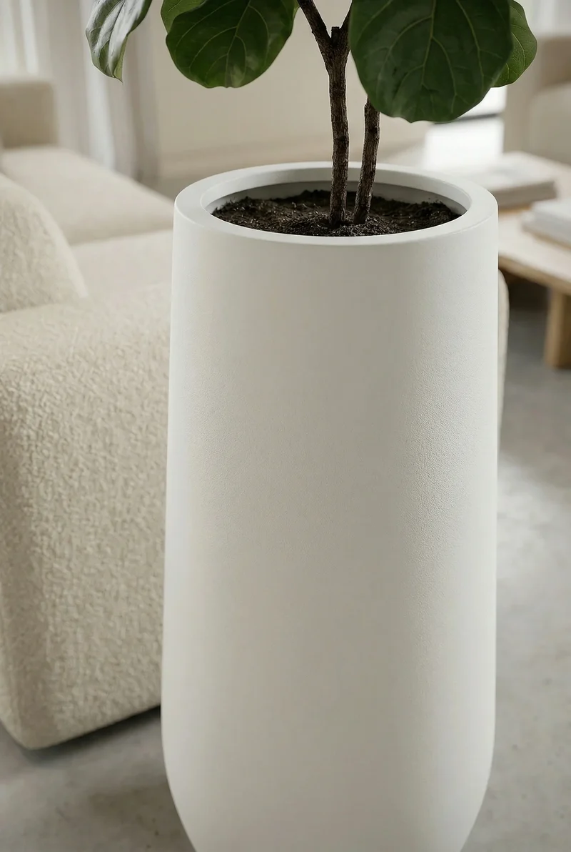 Pflanzkübel Nax Matt Weiß, Bodenvase aus Fiberstone