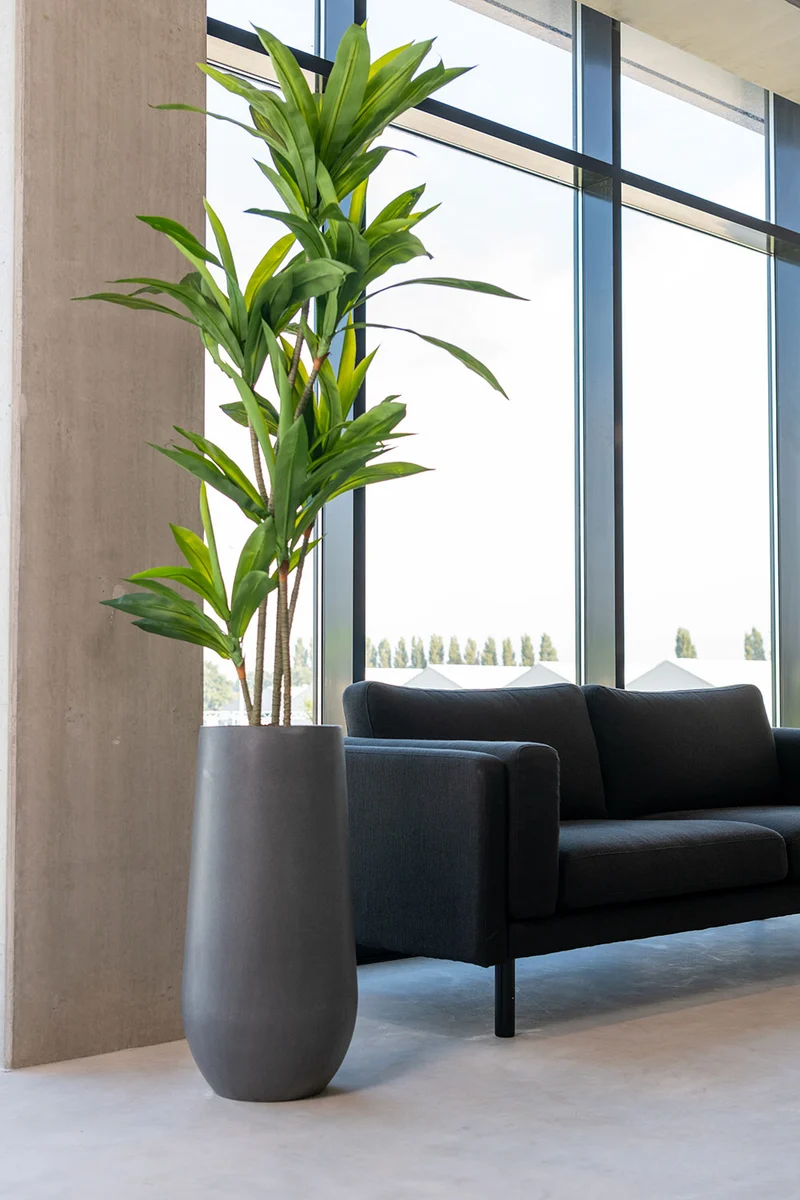 Pflanzkübel Nax Grau, Bodenvase aus Fiberstone