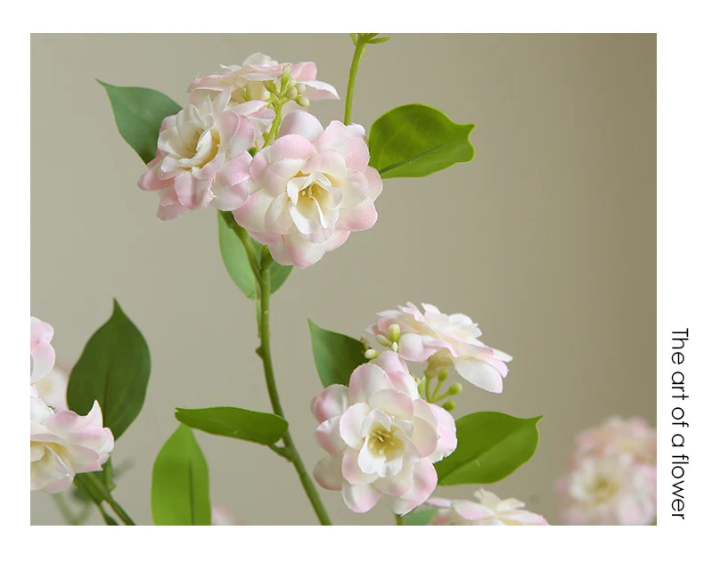 Künstliche Kamelien-Blüte, 1 Stiel mit 17 Blüten, 87 cm Höhe, aus Seidenstoff, für Innendekoration
