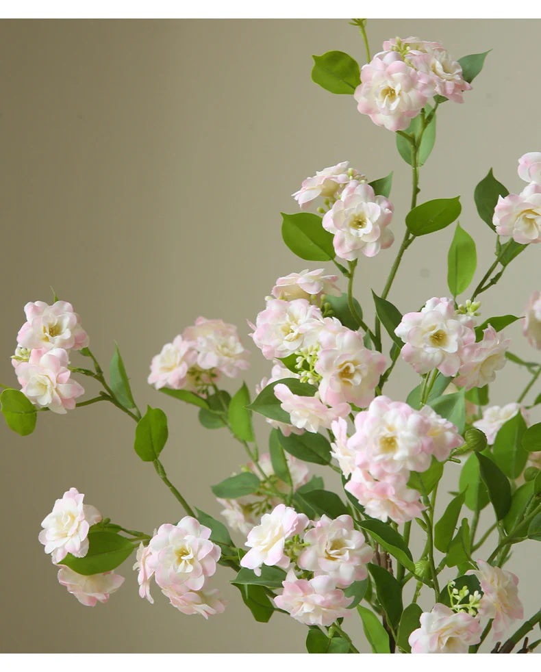 Künstliche Kamelien-Blüte, 1 Stiel mit 17 Blüten, 87 cm Höhe, aus Seidenstoff, für Innendekoration