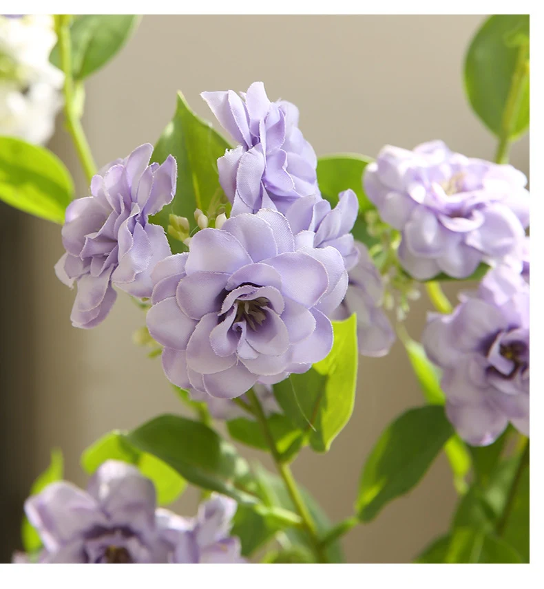 Künstliche Kamelien-Blüte, 1 Stiel mit 17 Blüten, 87 cm Höhe, aus Seidenstoff, für Innendekoration