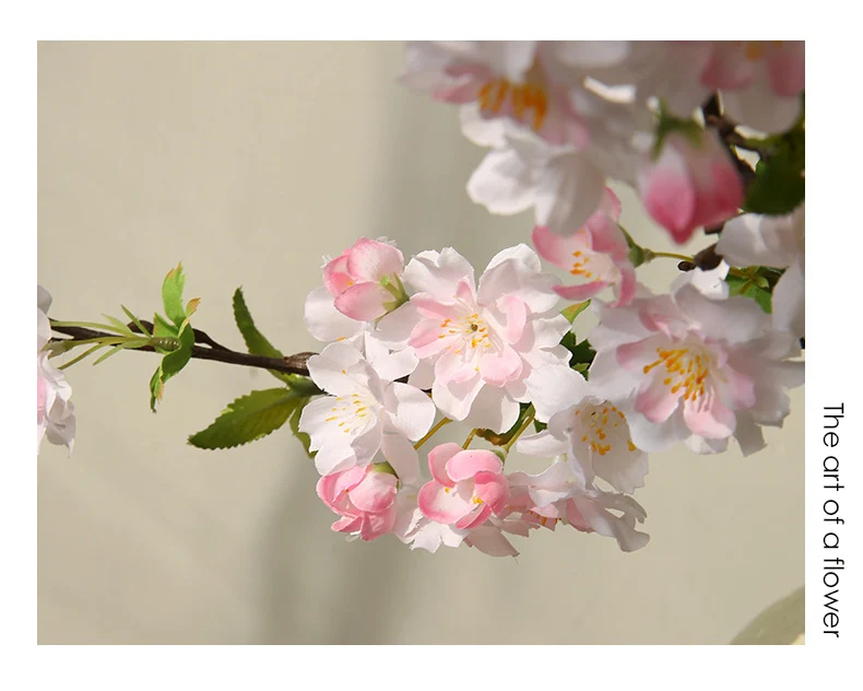 Künstliche Kirschblüte Linglong, Einzelstiel mit 25 Blüten, 92 cm, Seidenstoff, für Innenraum-Deko, Hochzeiten, Geschäfte
