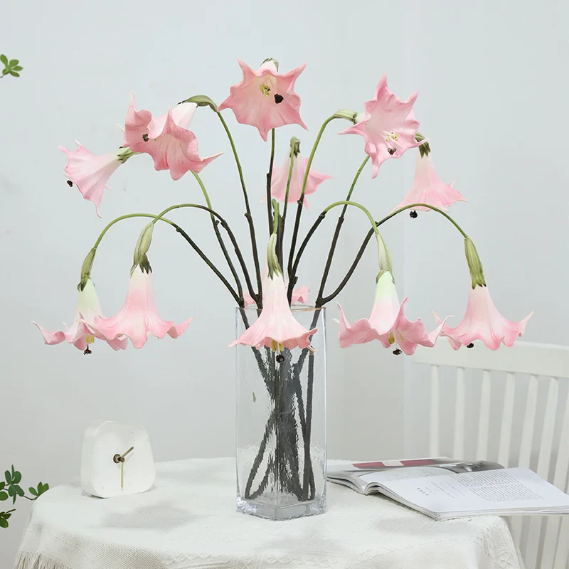 Künstliche Engelstrompete, Einzelstiel mit 2 Blüten, PU-Material, 78 cm, für Hochzeiten und Wohnaccessoires