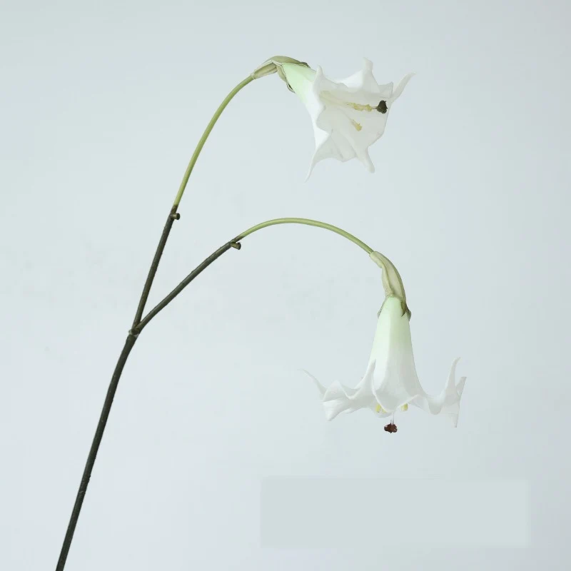 Künstliche Engelstrompete, Einzelstiel mit 2 Blüten, PU-Material, 78 cm, für Hochzeiten und Wohnaccessoires