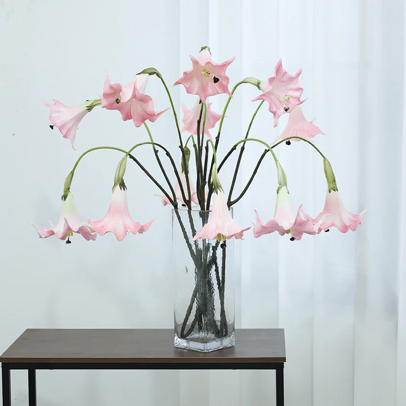 Künstliche Engelstrompete, Einzelstiel mit 2 Blüten, PU-Material, 78 cm, für Hochzeiten und Wohnaccessoires