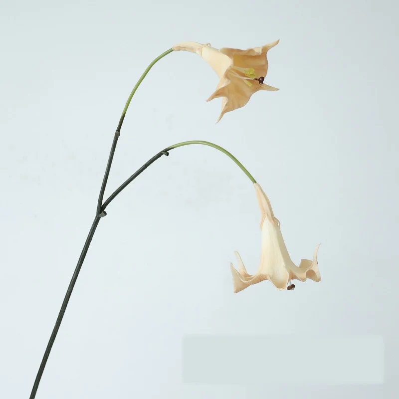 Künstliche Engelstrompete, Einzelstiel mit 2 Blüten, PU-Material, 78 cm, für Hochzeiten und Wohnaccessoires